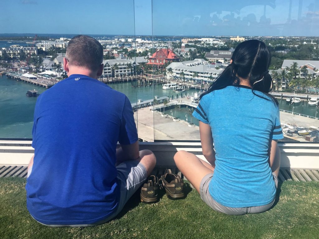 Sitting on the Lawn on Deck 15 watching the ship pull out of port