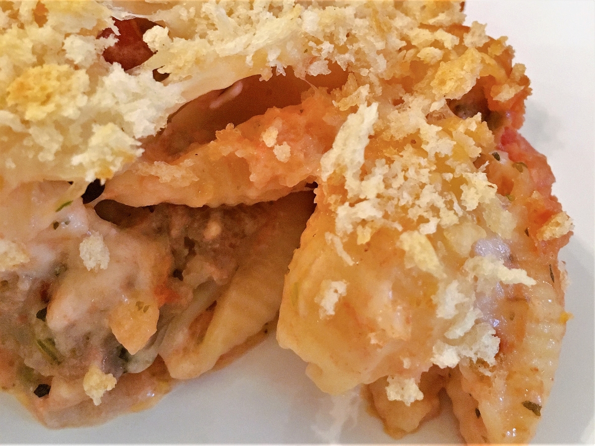 pasta with sausage cheese tomatoes and bread crumbs