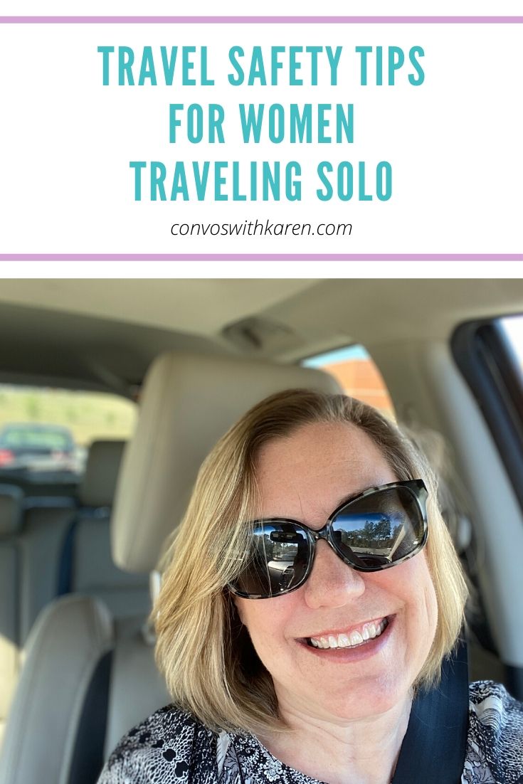 Use these travel safety tips when traveling solo -- be aware, be safe, be smart! The world is yours to see! #solotravel #solotraveltips #travelsafety #travelsafetytips #travelsafetywoman #travelsafetyproducts #womentravel #womentravelessentials #midlifetravel