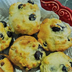 Greek Yogurt Blueberry Muffins on plate