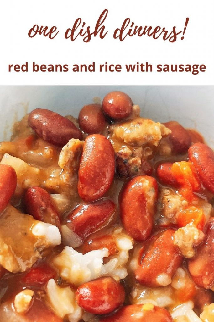 Easy one dish dinners -- this red beans and rice with sausage recipe is super easy to make. It's a tasty five ingredient dinner the whole family will enjoy. Change it up with different types of sausage. Use quinoa or other ancient grains instead of rice. Serve it over corn bread -- this versatile beans and sausage recipe is easy to cook, tastes great and is easy to clean up, too!