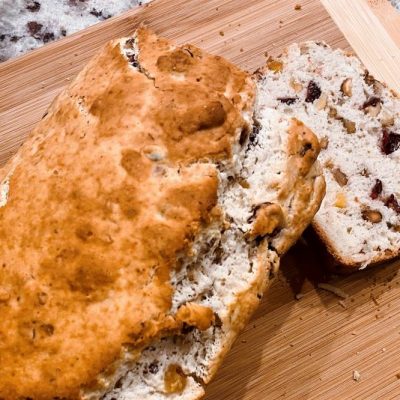 Irish soda bread on cutting board