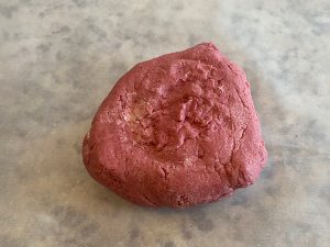 raspberry cookie dough on parchment