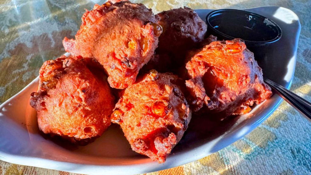 Corn and honey fritters at Log House 1776 Restaurant.